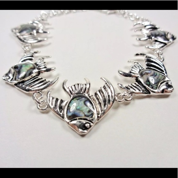Silver and Abalone Shell Angelfish Bracelet - Picture 2 of 4